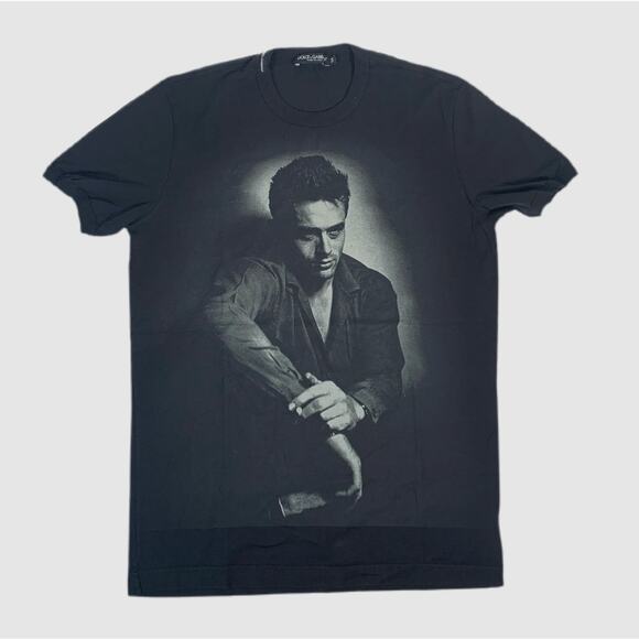 DOLCE & GABBANA Iconic Vintage James Dean Printed T-Shirt Black Sz 52/XL {DD45}